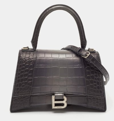 Balenciaga Grey Ombre Leather Small Hourglass Top Handle Bag