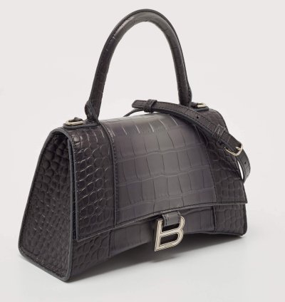 Balenciaga Grey Ombre Leather Small Hourglass Top Handle Bag