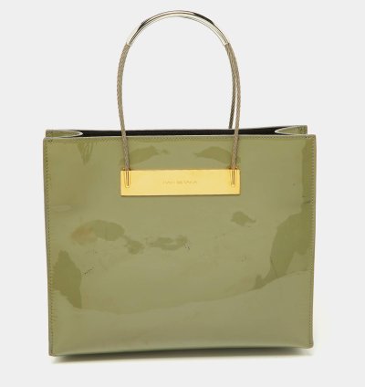 Balenciaga Grey Patent Leather Small Cable Shopper Tote