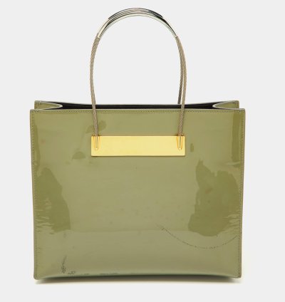 Balenciaga Grey Patent Leather Small Cable Shopper Tote