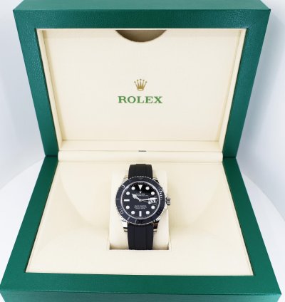 Rolex Yacht-master 42 42mm Black Ceramic Bezel White Gold Black Dial Oysterflex Band 226659