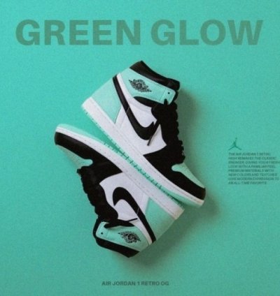 Nike Air Jordan 1 High Green Glow Basketball Sneakers Semi Ua