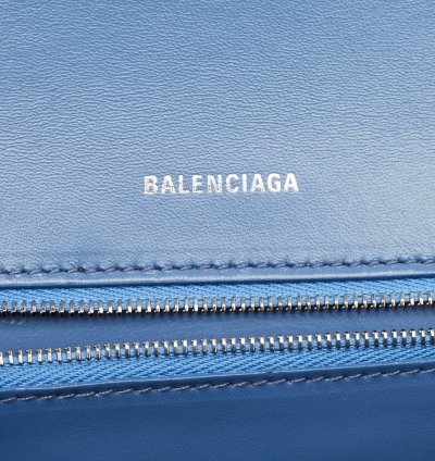 Balenciaga Light Blue Bb Monogram Denim Small Hourglass Top Handle Bag