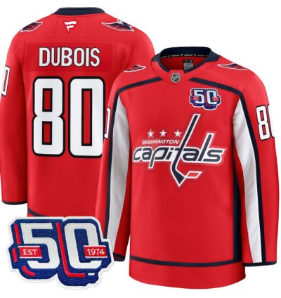Men Pierre Dubois Jersey 80 Washington Capitals 50th Anniversary Stitched Red