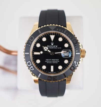 Rolex Yacht-master 42 42mm Black Ceramic Bezel Yellow Gold Black Dial Osyterflex Bracelet 226658