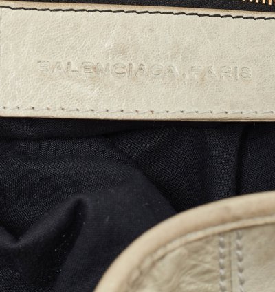 Balenciaga Light Grey Leather Ggh Pompon Hobo