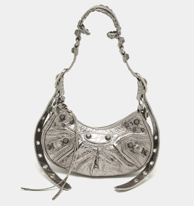 Balenciaga Metallic Grey Leather Xs Le Cagole Shoulder Bag