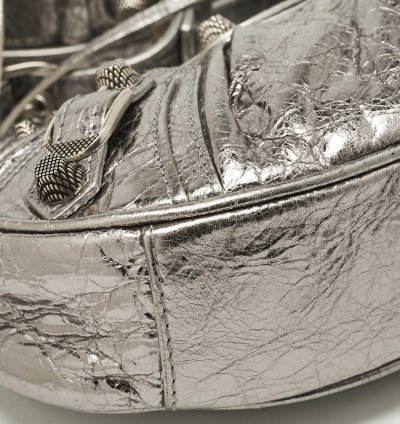 Balenciaga Metallic Grey Leather Xs Le Cagole Shoulder Bag