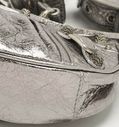 Balenciaga Metallic Grey Leather Xs Le Cagole Shoulder Bag
