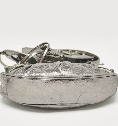 Balenciaga Metallic Grey Leather Xs Le Cagole Shoulder Bag
