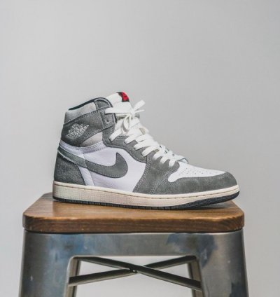 Nike Air Jordan 1 High Washed Grey Black Basketball Sneakers Semi Ua