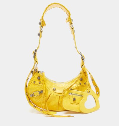 Balenciaga Mustard Leather Xs Le Cagole Shoulder Bag