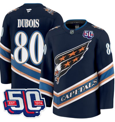 Men Pierre Dubois Jersey 80 Washington Capitals Eagle 50th Anniversary Navy