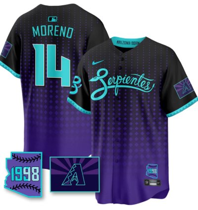 Gabriel Moreno Jersey 14 Arizona Diamondbacks Serpientes City Connect Stitched Black Purple
