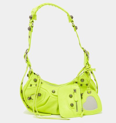 Balenciaga Neon Green Leather Xs Le Cagole Shoulder Bag