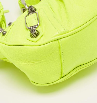 Balenciaga Neon Green Leather Xs Le Cagole Shoulder Bag