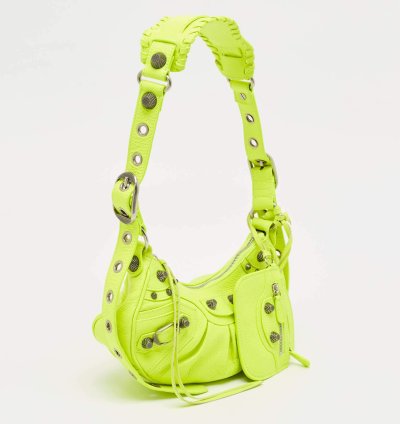 Balenciaga Neon Green Leather Xs Le Cagole Shoulder Bag