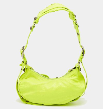 Balenciaga Neon Green Leather Xs Le Cagole Shoulder Bag