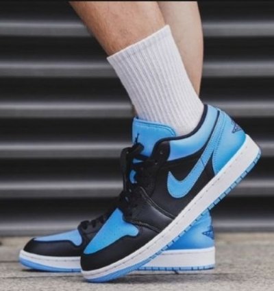Nike Air Jordan 1 Low Black University Blue Basketball Sneakers