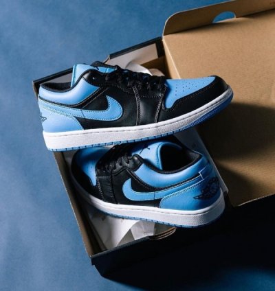 Nike Air Jordan 1 Low Black University Blue Basketball Sneakers