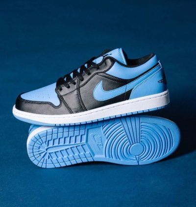Nike Air Jordan 1 Low Black University Blue Basketball Sneakers