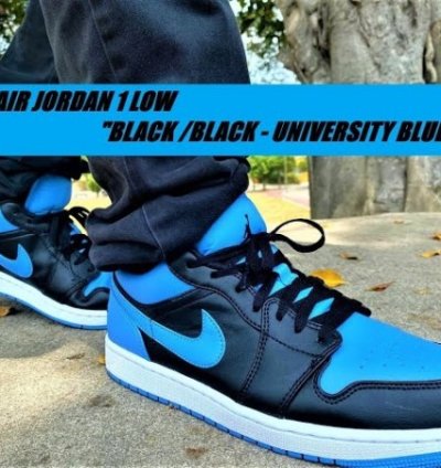 Nike Air Jordan 1 Low Black University Blue Basketball Sneakers