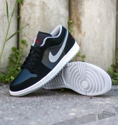 Nike Air Jordan 1 Low Black Wolf Grey Basketball Sneakers