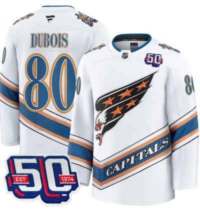 Men Pierre Dubois Jersey 80 Washington Capitals Eagle 50th Anniversary White