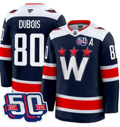 Men Pierre Dubois Jersey 80 Washington Capitals Team 50th V2 Stitched Navy