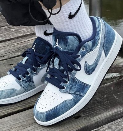 Nike Air Jordan 1 Low Denim Blue Basketball Sneakers