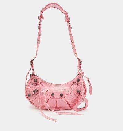 Balenciaga Pink Croc Embossed Leather Small Le Cagole Shoulder Bag