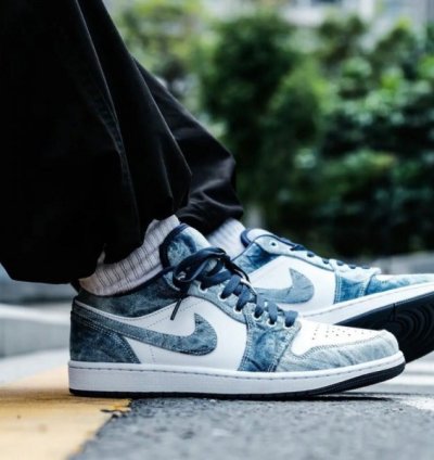 Nike Air Jordan 1 Low Denim Blue Basketball Sneakers