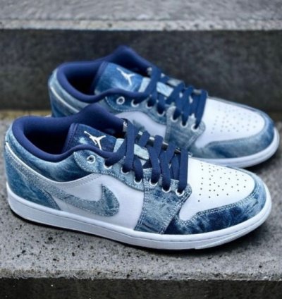 Nike Air Jordan 1 Low Denim Blue Basketball Sneakers