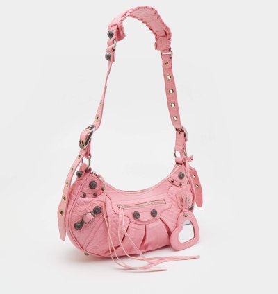 Balenciaga Pink Croc Embossed Leather Small Le Cagole Shoulder Bag