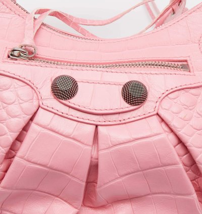 Balenciaga Pink Croc Embossed Leather Small Le Cagole Shoulder Bag
