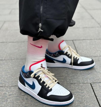 Nike Air Jordan 1 Low Industrial Blue Basketball Sneakers