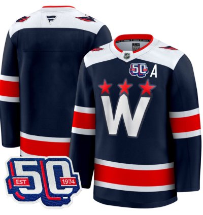 Men Team Jersey Washington Capitals 50th Anniversary Premium Stitched Navy