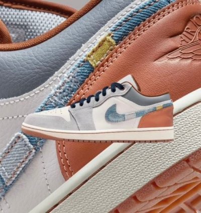 Nike Air Jordan 1 Low Se Repaired Denim Swoosh Sneakers