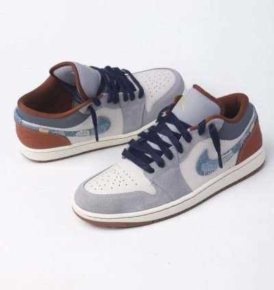 Nike Air Jordan 1 Low Se Repaired Denim Swoosh Sneakers
