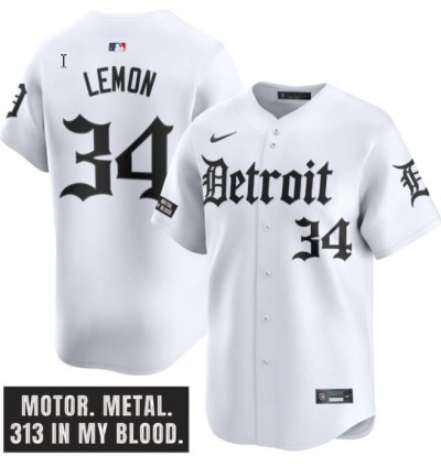 Chet Lemon Jersey 34 Detroit Tigers Motor Gothic Edition Vapor Limited Stitched White