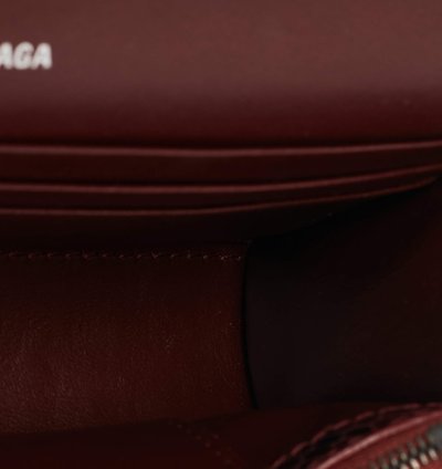 Balenciaga Red Black Python Embossed Leather Hourglass Wallet On Chain
