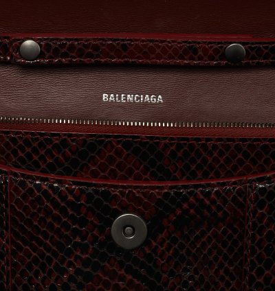 Balenciaga Red Black Python Embossed Leather Hourglass Wallet On Chain