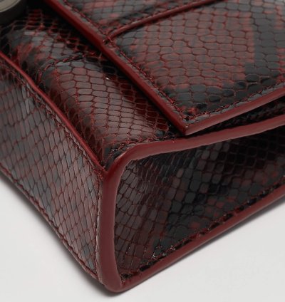 Balenciaga Red Black Python Embossed Leather Hourglass Wallet On Chain