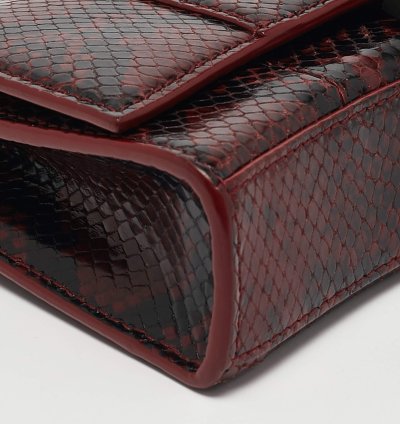 Balenciaga Red Black Python Embossed Leather Hourglass Wallet On Chain