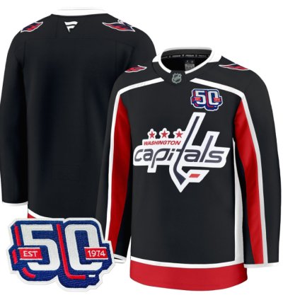 Men Team Jersey Washington Capitals 50th Anniversary Stitched Black