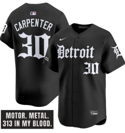 Kerry Carpenter Jersey 30 Detroit Tigers Motor Gothic Edition Vapor Limited Stitched Black