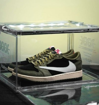 Nike Air Jordan 1 Low Travis Scott Black Olive Basketball Sneakers