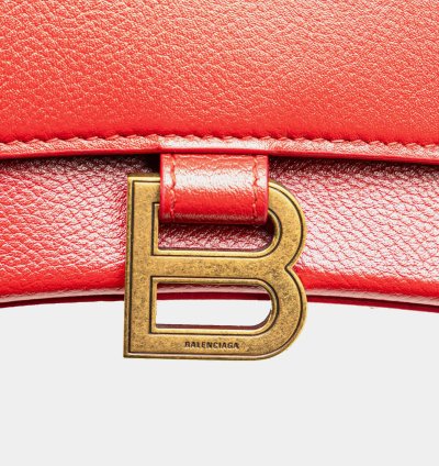 Balenciaga Red Leather Hourglass Small Top Handle Bag