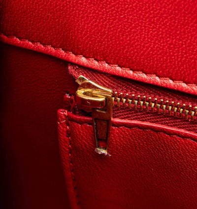 Balenciaga Red Leather Hourglass Small Top Handle Bag