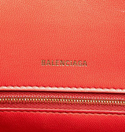 Balenciaga Red Leather Hourglass Small Top Handle Bag